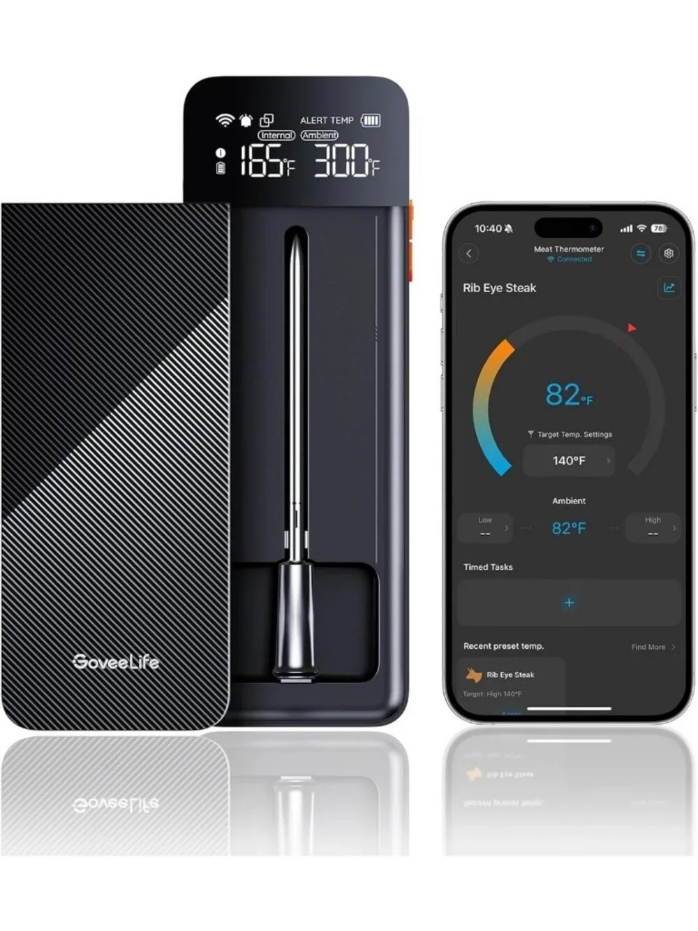 Smart Wireless Meat Thermometer with Bluetooth & WiFi, APP Control for Grill